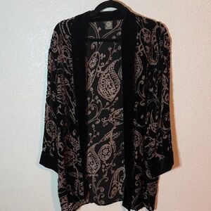 Cocoon House Black Burnout Velvet Kimono Topper Size Large/XL Boho Artsy